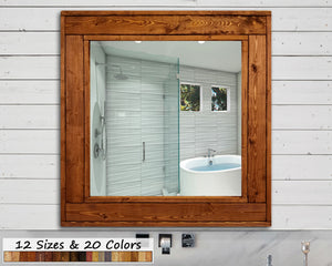 Herringbone Square Framed Mirror, Custom Sizes & 20 Colors by Lane of Lenore