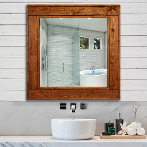 Herringbone Reclaimed Wood Framed Mirror, Shown in English Chestnut