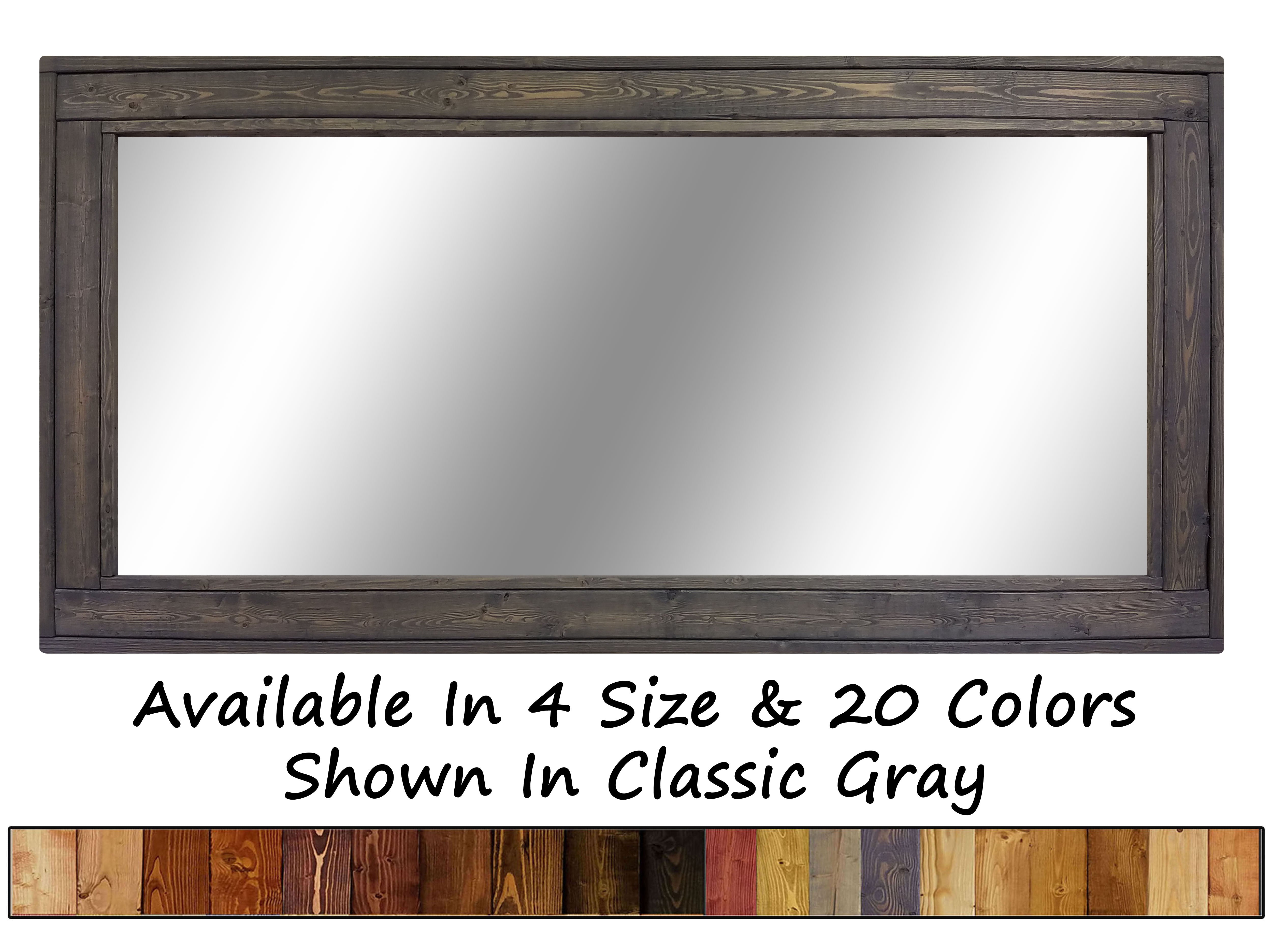 Herringbone Reclaimed Styled Wood Mirror, 5 Sizes & 20 Stain Colors, Shown in Classic Gray