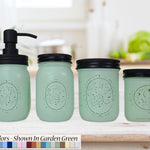 Custom Hand Painted Mason Jar Set with Pump Lids by Lane of Lenore