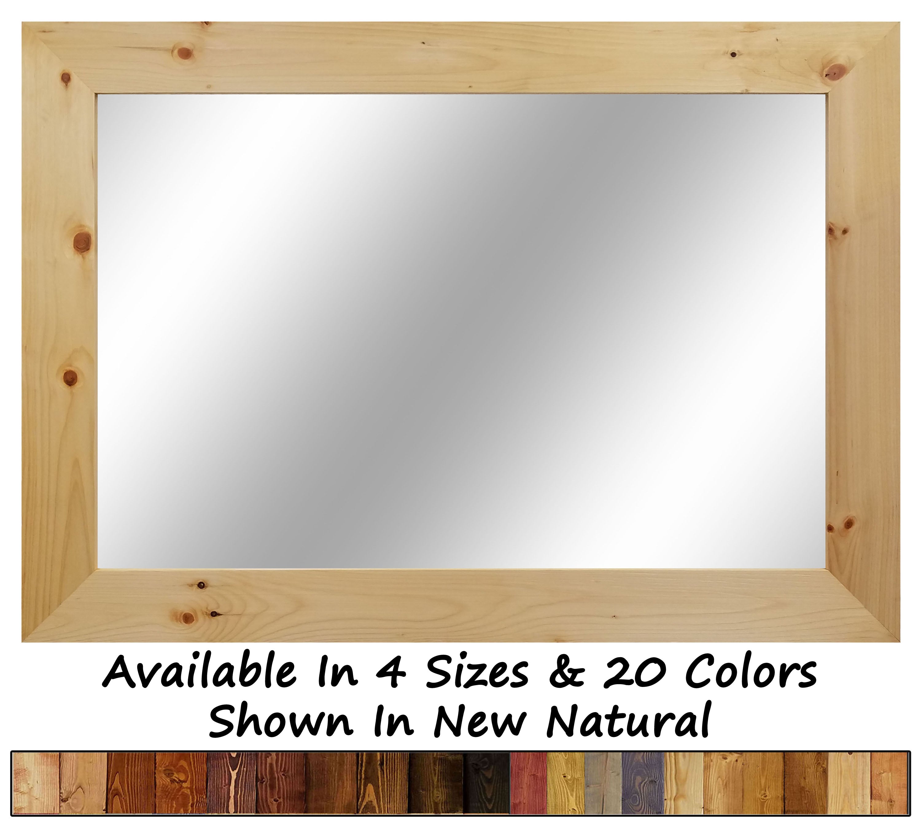 Shiplap Rustic Wood Framed Mirror, 20 Stain Colors - Shown In New Natural