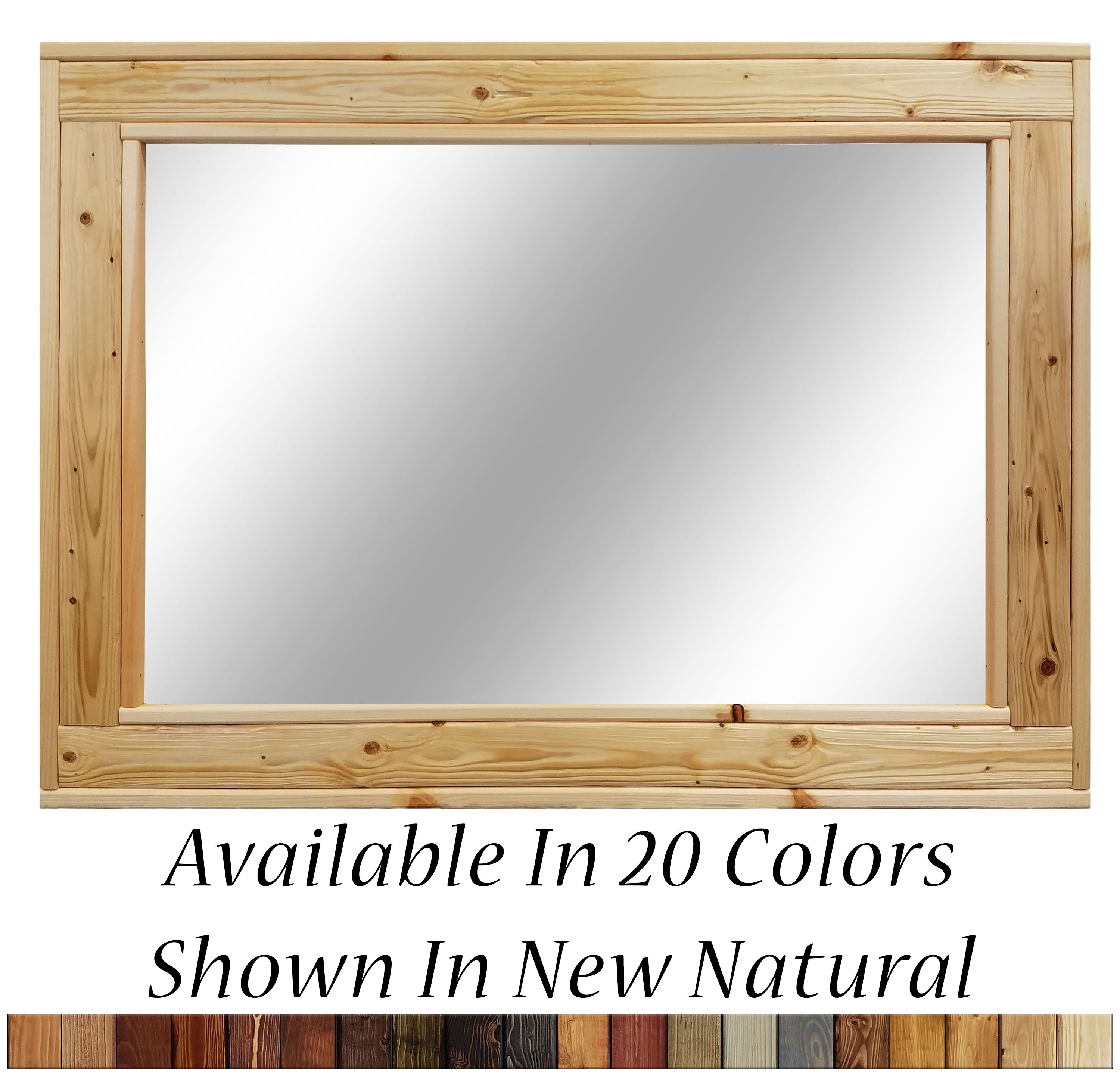 Herringbone Reclaimed Styled Wood Mirror, 20 Stain Colors & Custom Sizes, Shown in New Natural