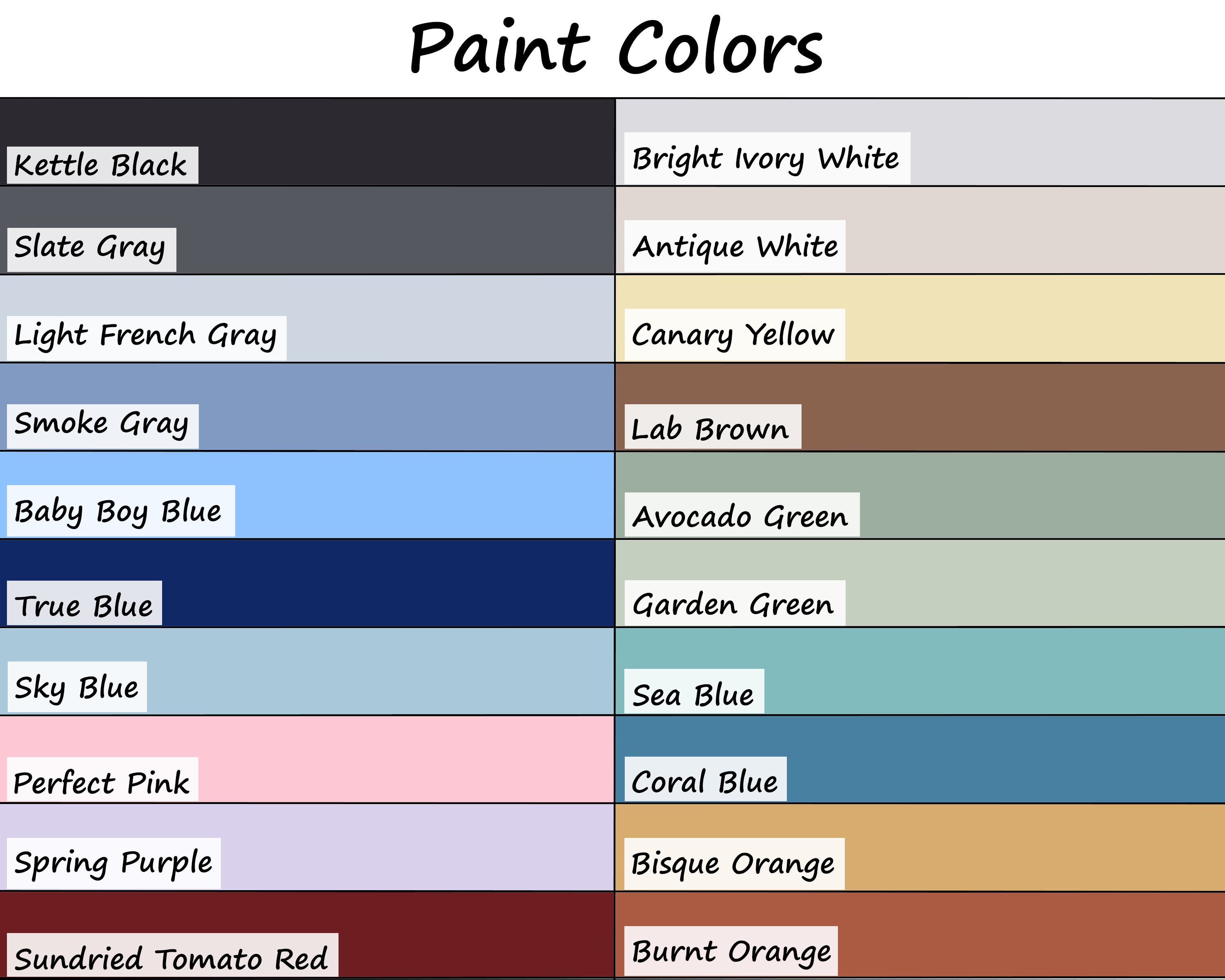 20 Custom Colors