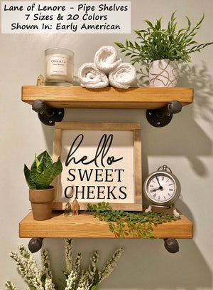 Open Bathroom Industrial Pipe Shelves, Available in 20 Colors - Renewed Decor & Storage