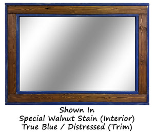 Rittenhouse Herringbone Mirror, Shown In True Blue and Special Walnut