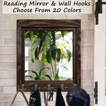 Reading Mirror with Wall Hooks, Coat Rack, Decorative Mirror, Entryway Organizer, Key Holder, Coat Hooks - Renewed Decor & Storage