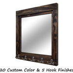 Reading Mirror with Wall Hooks, Coat Rack, Decorative Mirror, Entryway Organizer, Key Holder, Coat Hooks - Renewed Decor & Storage