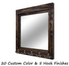 Reading Mirror with Wall Hooks, Coat Rack, Decorative Mirror, Entryway Organizer, Key Holder, Coat Hooks - Renewed Decor & Storage