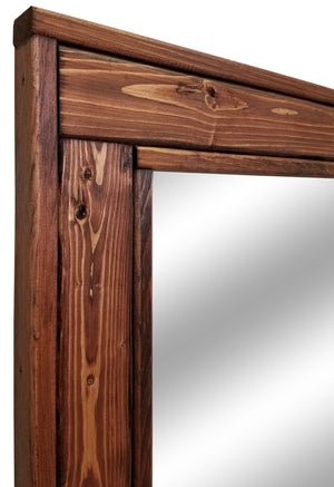Herringbone Reclaimed Styled Wood Mirror, 5 Sizes & 20 Colors, Shown in Red Oak
