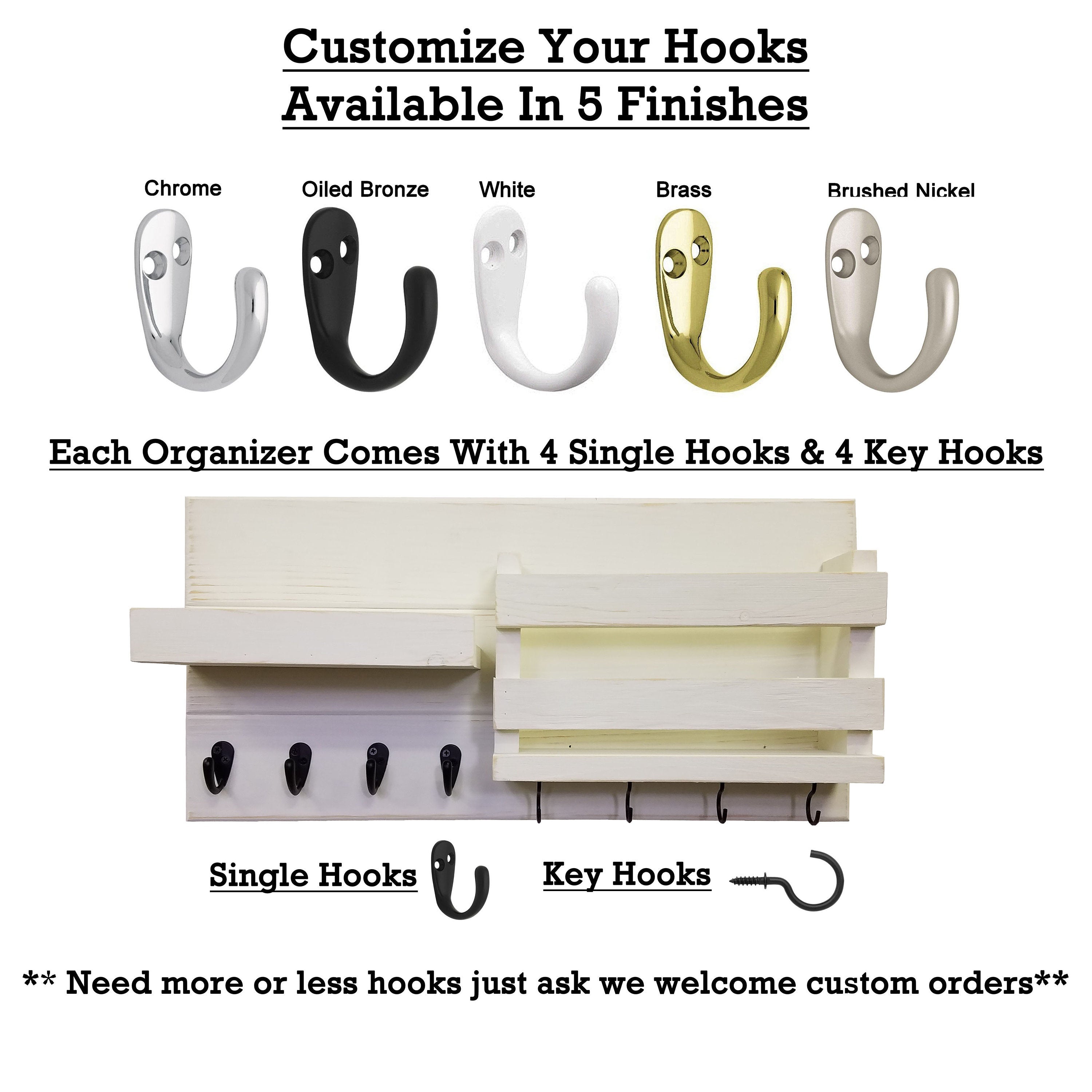 Restyled Farmhouse Mail Organizer with Hooks, Entryway Organizer, Key Holder for Wall, Wall Shelf - Renewed Decor & Storage