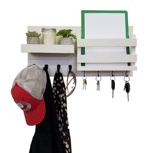 Restyled Farmhouse Mail Organizer with Hooks, Entryway Organizer, Key Holder for Wall, Wall Shelf - Renewed Decor & Storage