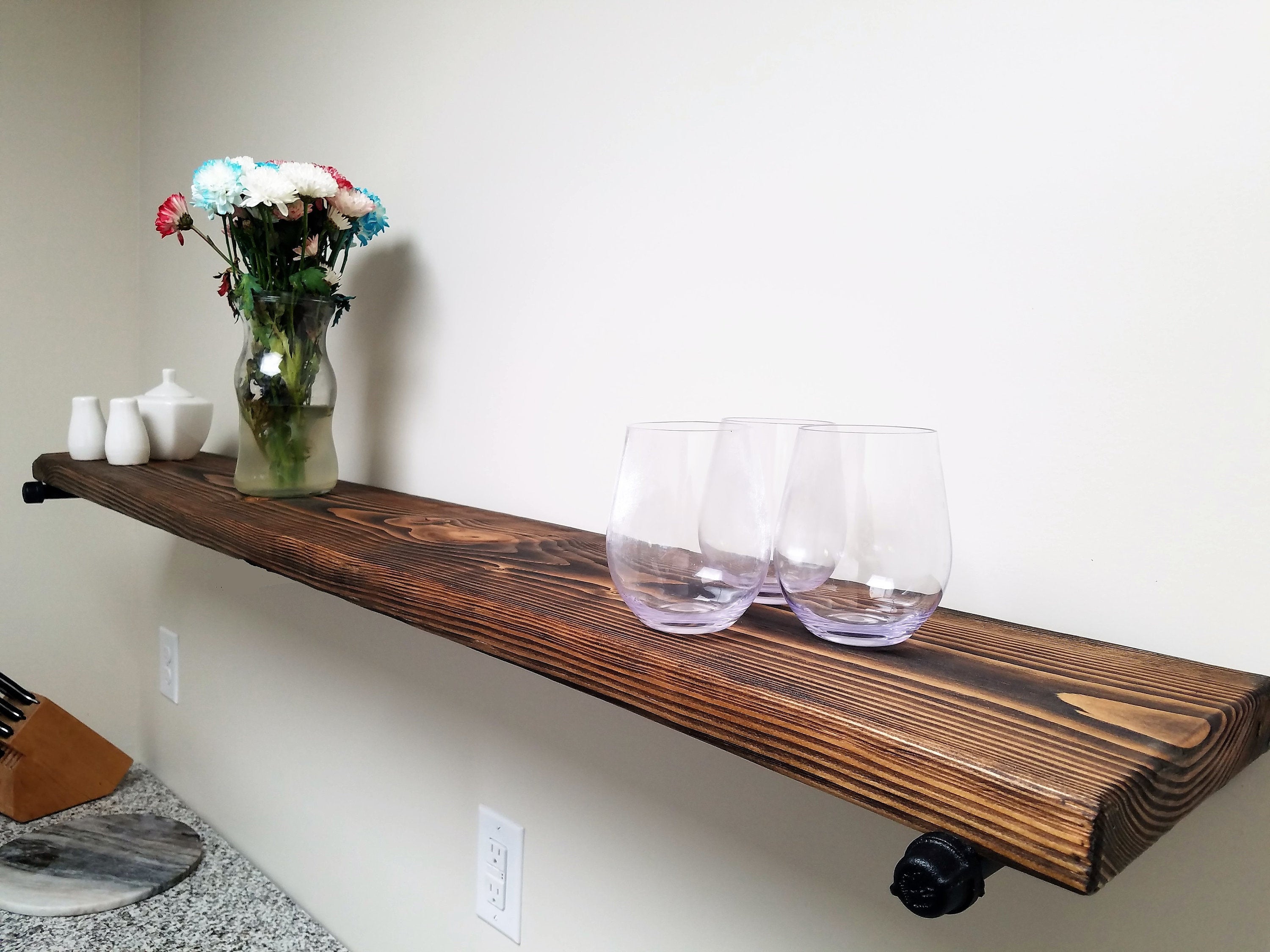 Open Bathroom Industrial Pipe Shelves, Available in 20 Colors - Renewed Decor & Storage