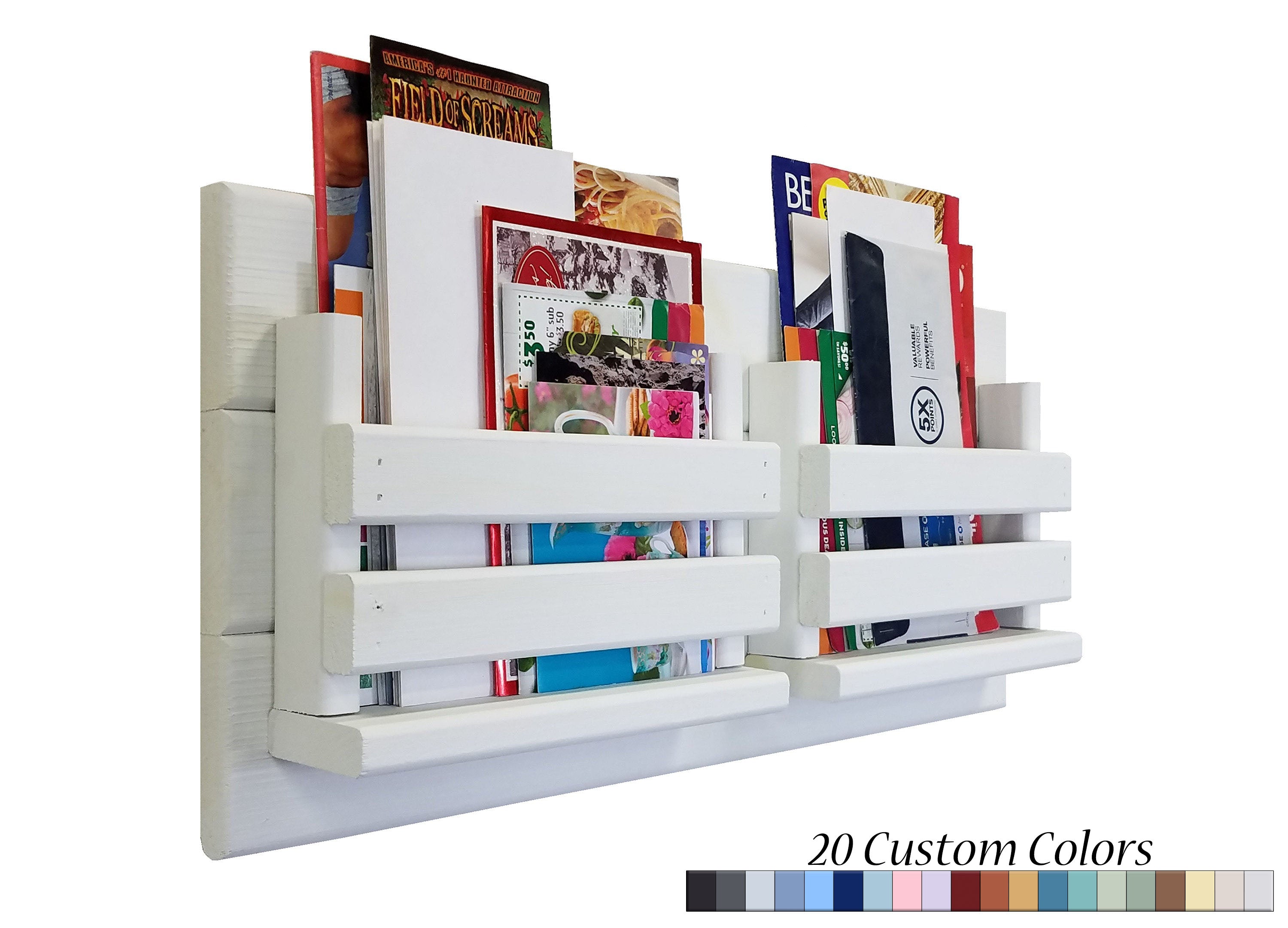 Classic Farmhouse Double Bin Mail Organizer - 20 Paint Colors, Renewed Decor