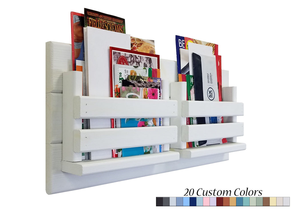 Classic Farmhouse Double Bin Mail Organizer - 20 Paint Colors, Renewed Decor