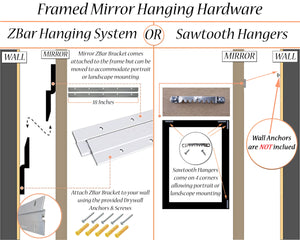 Framed Mirror Hanging Hardware, ZBar Hanging System or Sawtooth Hangers