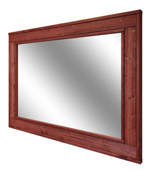 Herringbone Reclaimed Styled Wood Mirror, 20 Stain Colors & 5 Sizes, Shown in Sedona Red 