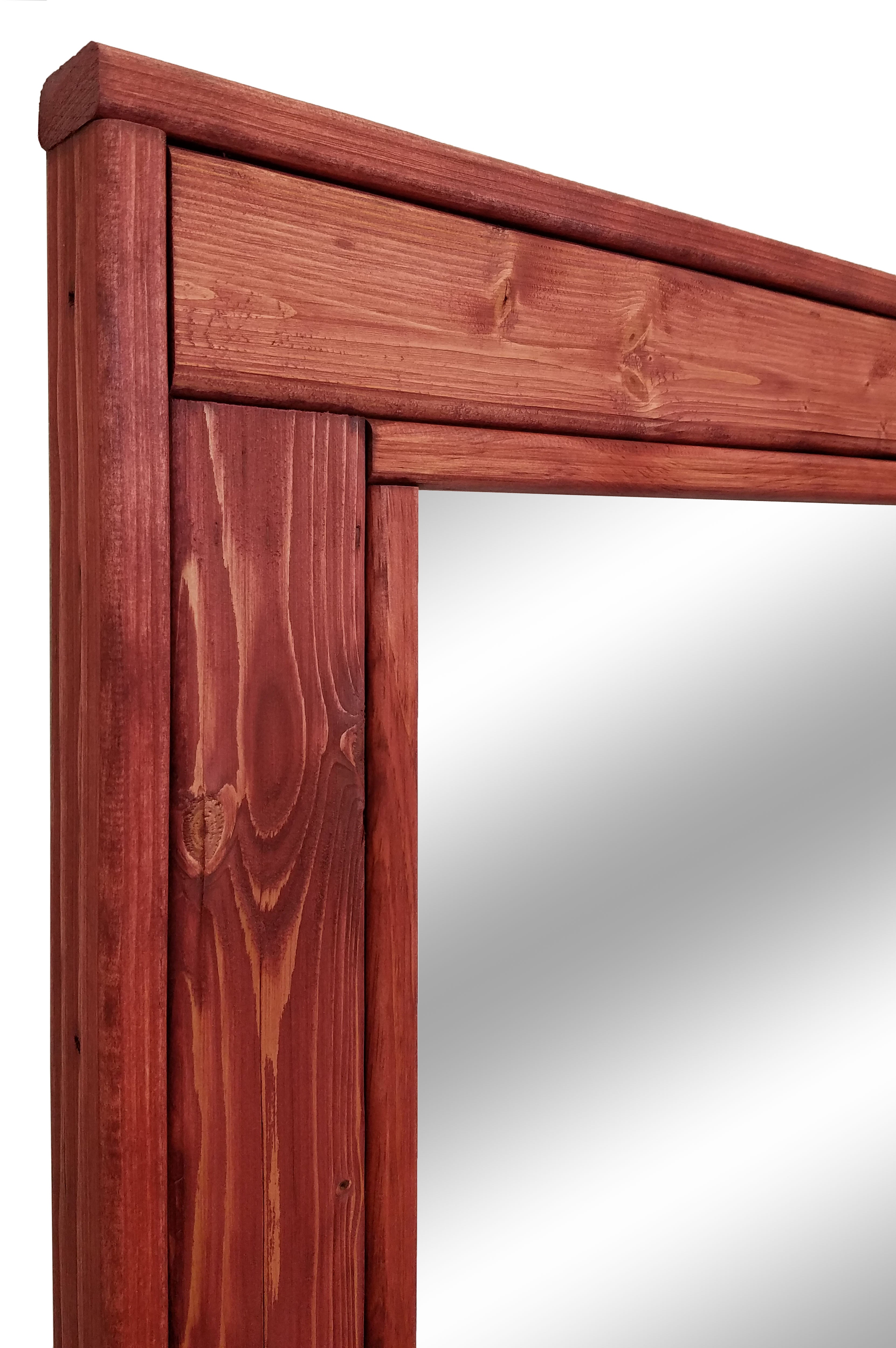Herringbone Reclaimed Styled Wood Mirror, 20 Stain Colors & 5 Sizes, Shown in Sedona Red 