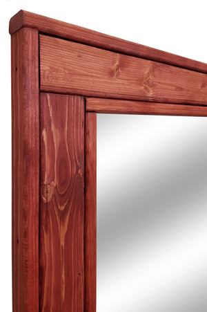 Herringbone Reclaimed Styled Wood Mirror, 20 Stain Colors & 5 Sizes, Shown in Sedona Red 