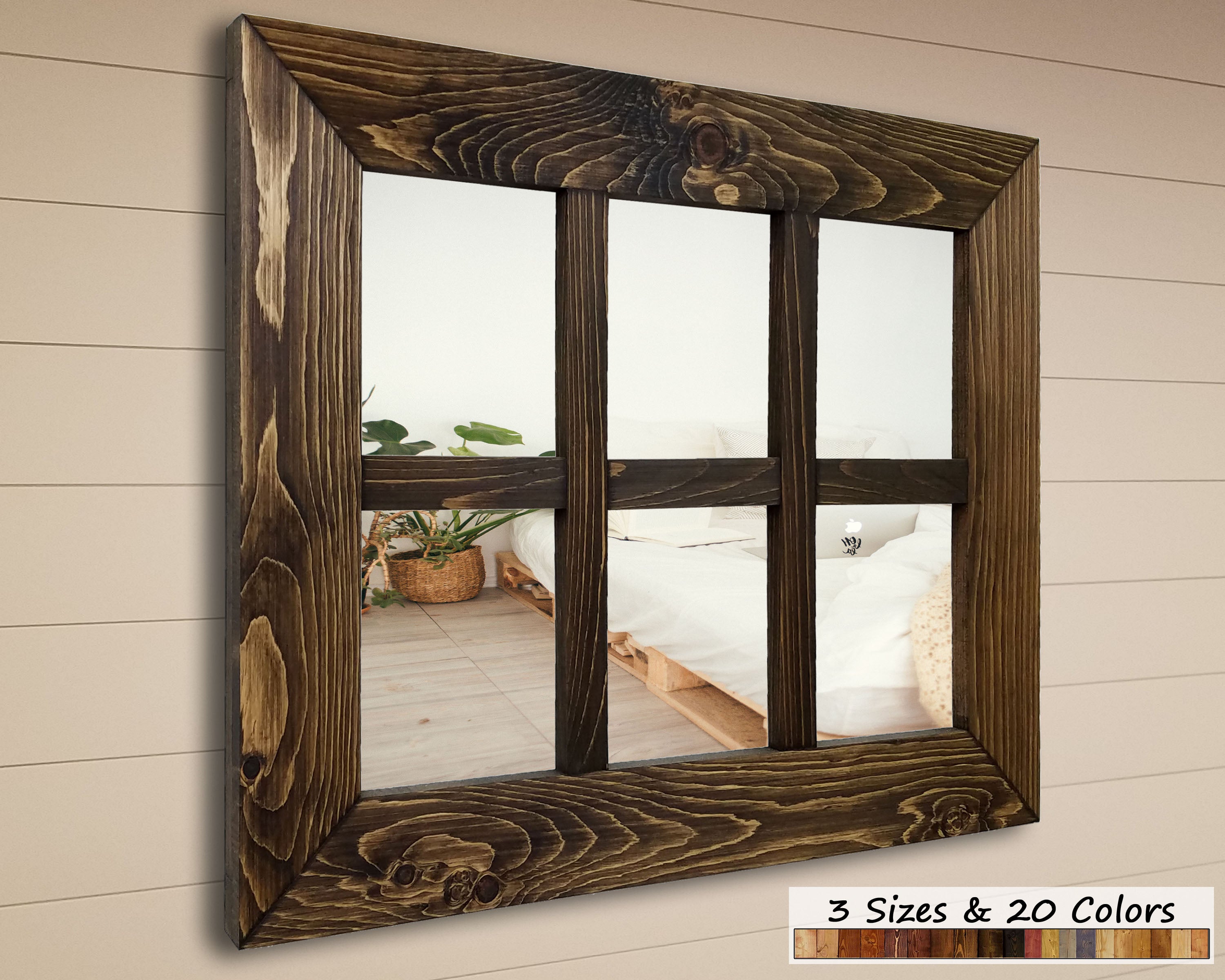 Mirror Wall Decor, Shiplap Window Mirror 6 Pane - Lane of Lenore 