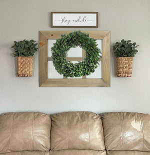 Wreath Holder 6 Pane Shiplap Rustic Wood Frame - 20 Stain Colors