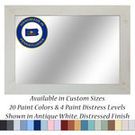 Shiplap Rustic Framed Wall Mirror, 20 Paint Colors, Shown in Antique White, Handmade in the USA