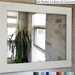 White Wood Framed Mirror, Custom Sizes & 20 Paint Colors

