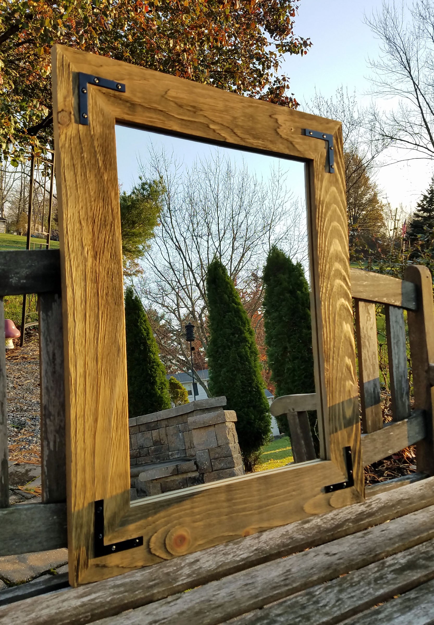 Rustic Frame - 24x30 distressed barn wood frame, metal corner brackets