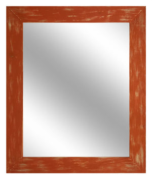 Shiplap Rustic Framed Wall Mirror, 20 Paint Colors, Shown in Burnt Orange, Handmade in the USA