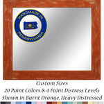 Shiplap Rustic Framed Wall Mirror, 20 Paint Colors, Shown in Burnt Orange, Handmade in the USA