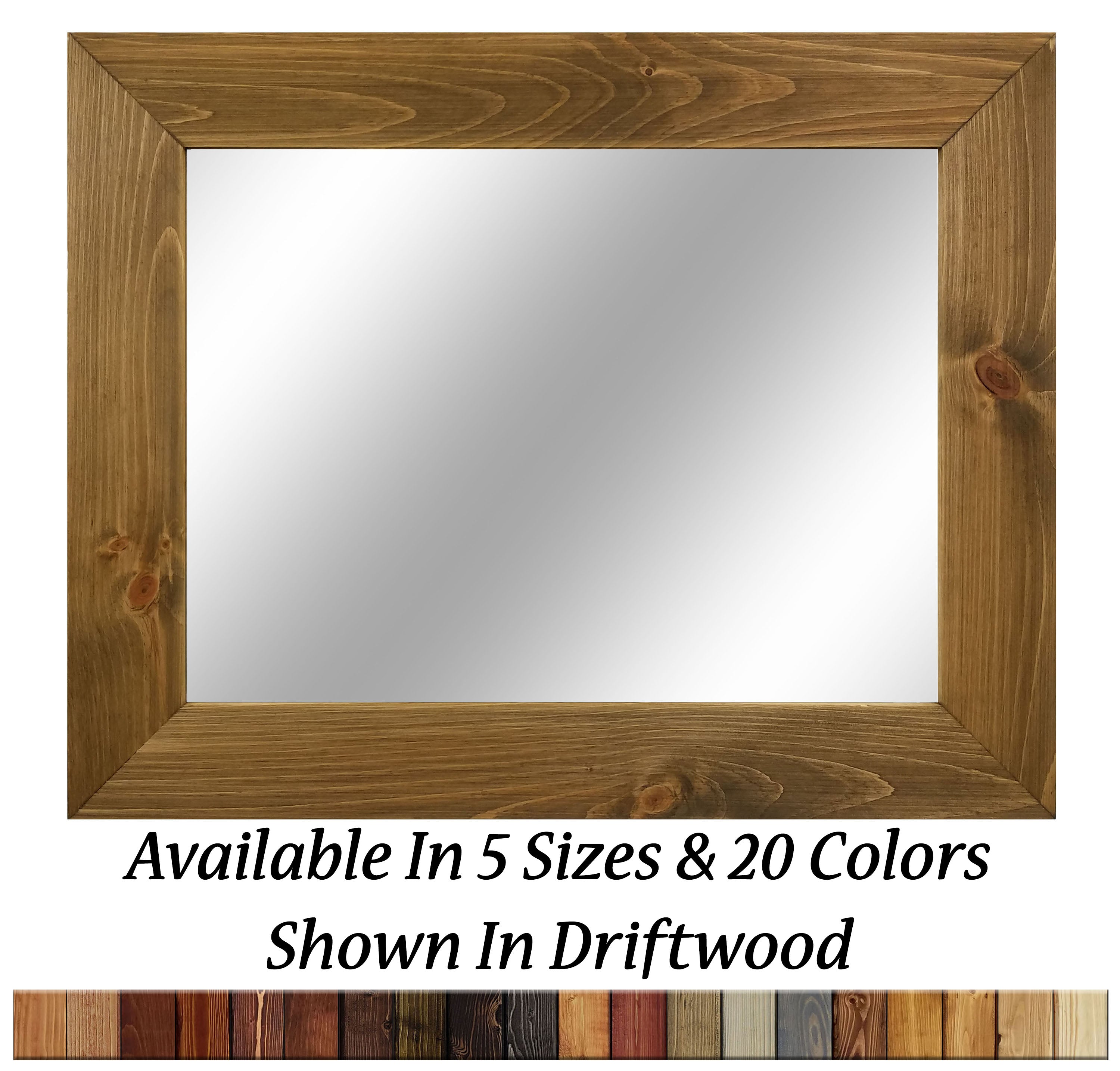 Shiplap Rustic Wood Framed Mirror, 20 Stain Colors - Shown In Driftwood