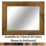 Shiplap Rustic Wood Framed Mirror, 20 Stain Colors - Shown In Driftwood