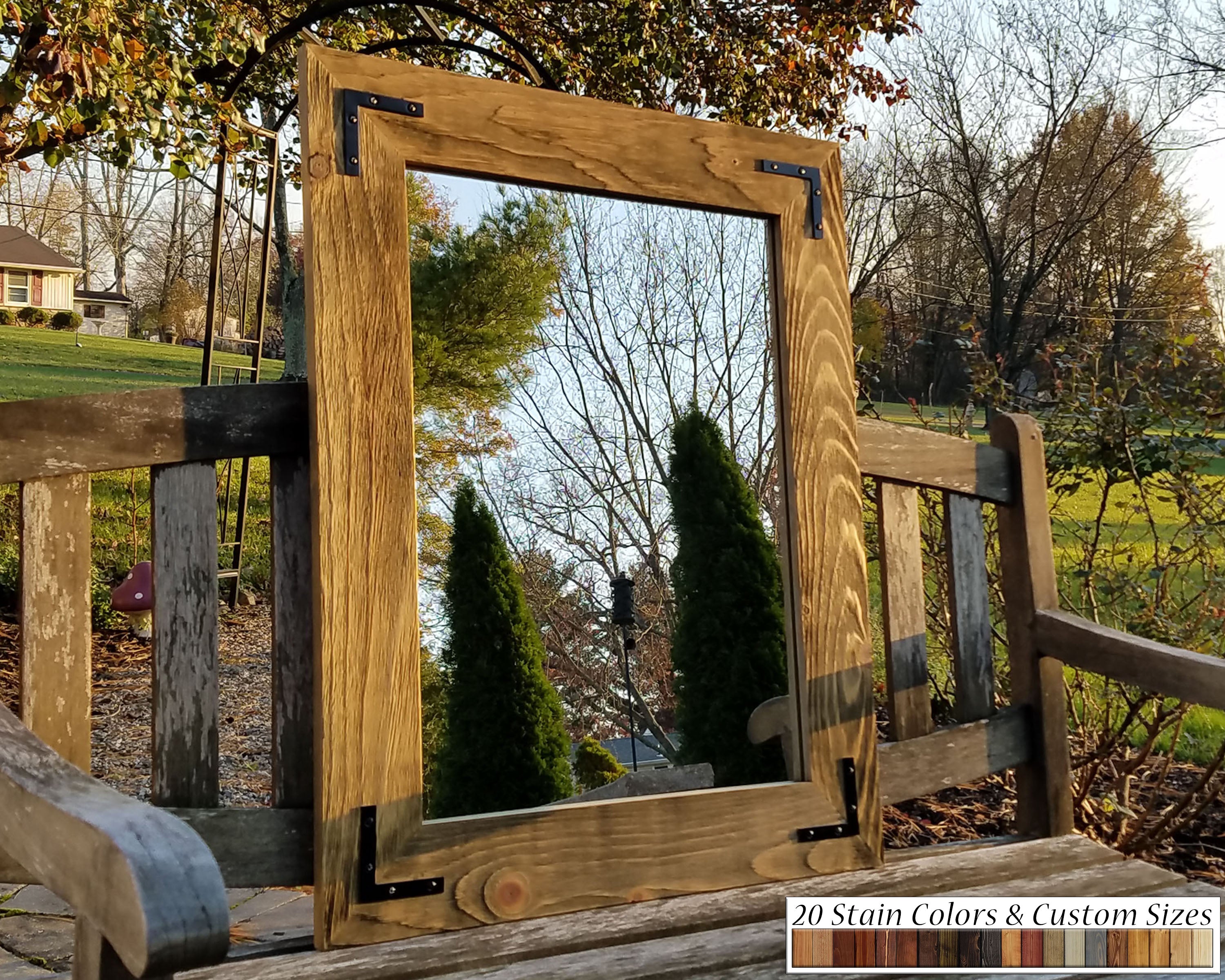 Accent Bracket Shiplap Rustic Framed Wall Mirror, 20 Colors, & Custom Sizes by Lane of Lenore