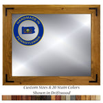 Accent Bracket Shiplap Rustic Framed Wall Mirror, 20 Colors, Shown in Driftwood Handmade in the USA