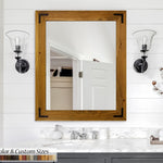 Accent Bracket Shiplap Rustic Framed Wall Mirror, 20 Colors, Shown in Driftwood & Custom Sizes 
