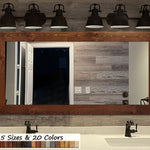 Shiplap Rustic Wood Framed Mirror, 20 Stain Colors - Shown In English Chestnut
