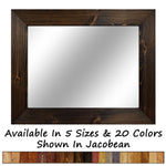 Shiplap Rustic Wood Framed Mirror, 20 Stain Colors - Shown In Jacobean