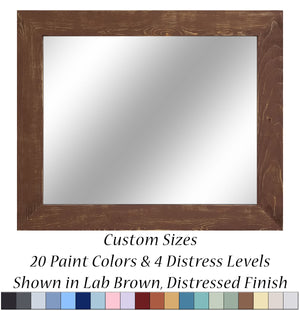 Shiplap Rustic Framed Wall Mirror, 20 Paint Colors, Shown in Lab Brown, Handmade in the USA