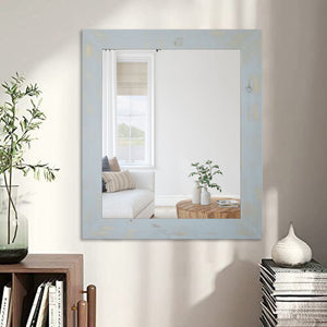 Shiplap Rustic Framed Wall Mirror, 20 Paint Colors, Shown in Light French Gray, Handmade in the USA