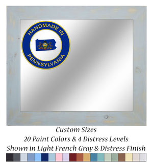 Shiplap Rustic Framed Wall Mirror, 20 Paint Colors, Shown in Light French Gray, Handmade in the USA