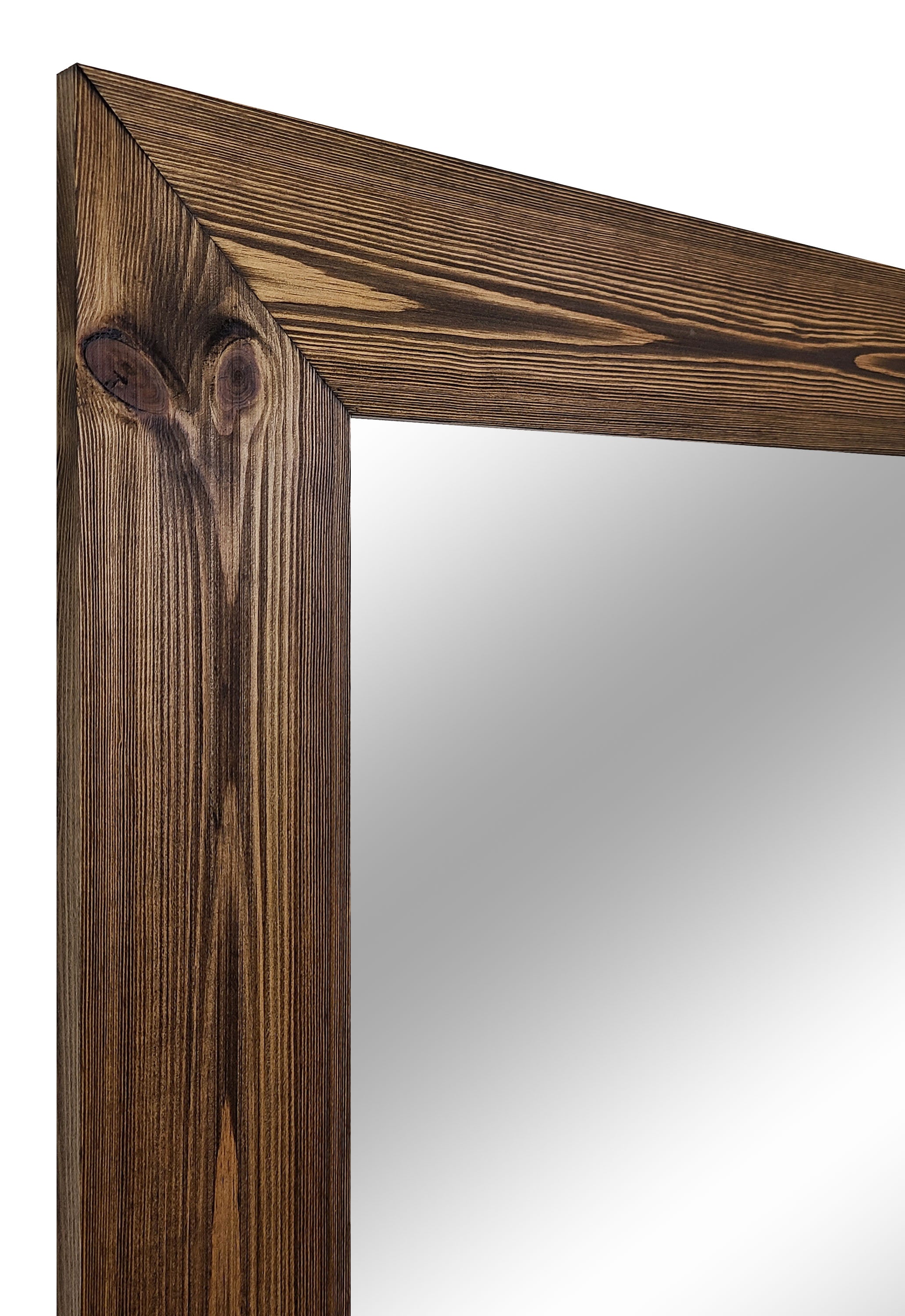 Shiplap Rustic Wood Framed Mirror, 20 Stain Colors - Shown In Dark Walnut