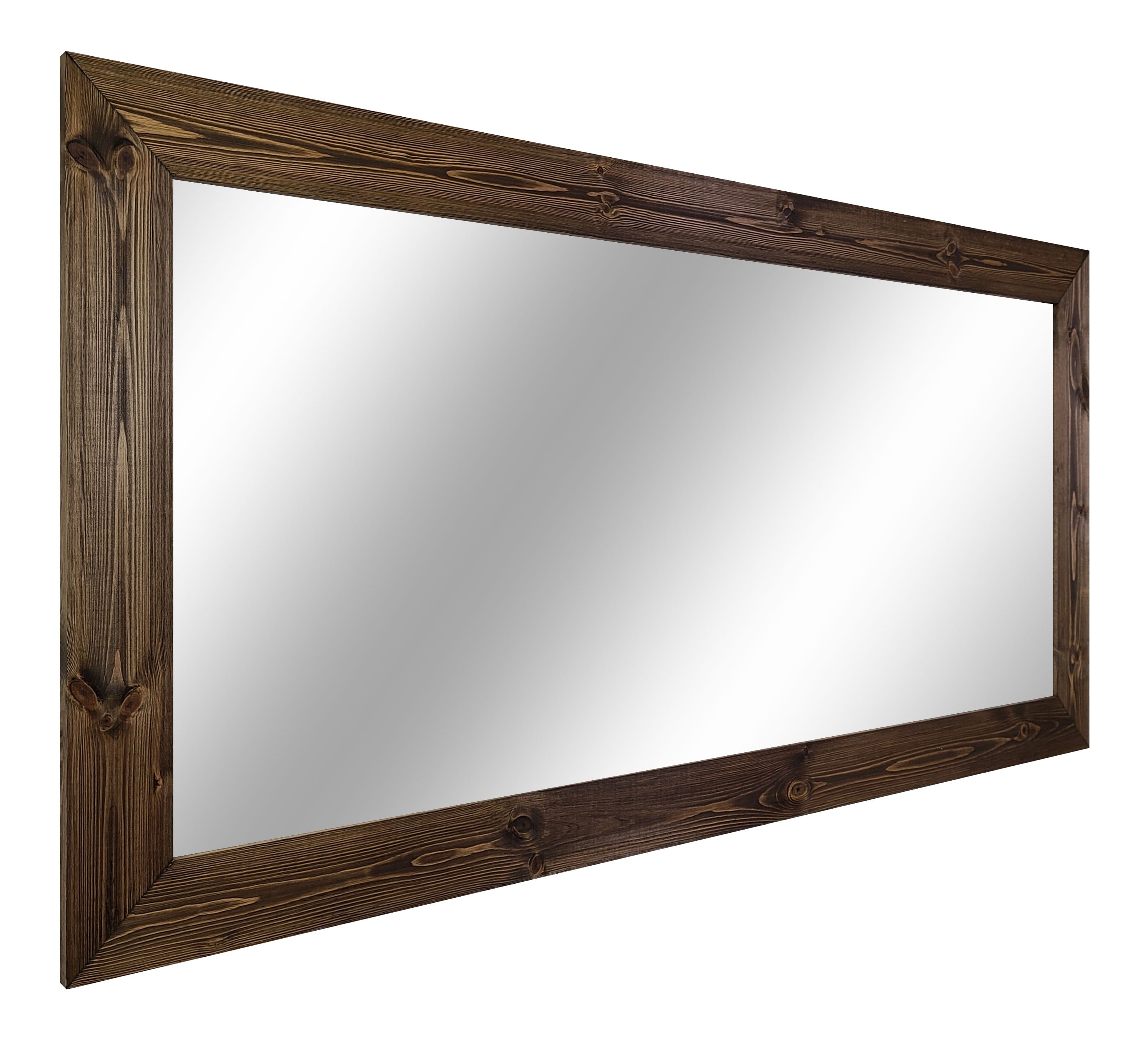 Shiplap Rustic Wood Framed Mirror, 20 Stain Colors - Shown In Dark Walnut