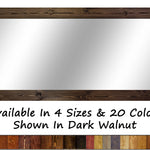 Shiplap Rustic Wood Framed Mirror, 20 Stain Colors - Shown In Dark Walnut