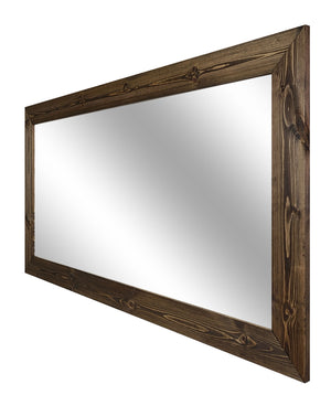 Shiplap Rustic Wood Framed Mirror, 20 Stain Colors - Shown In Dark Walnut