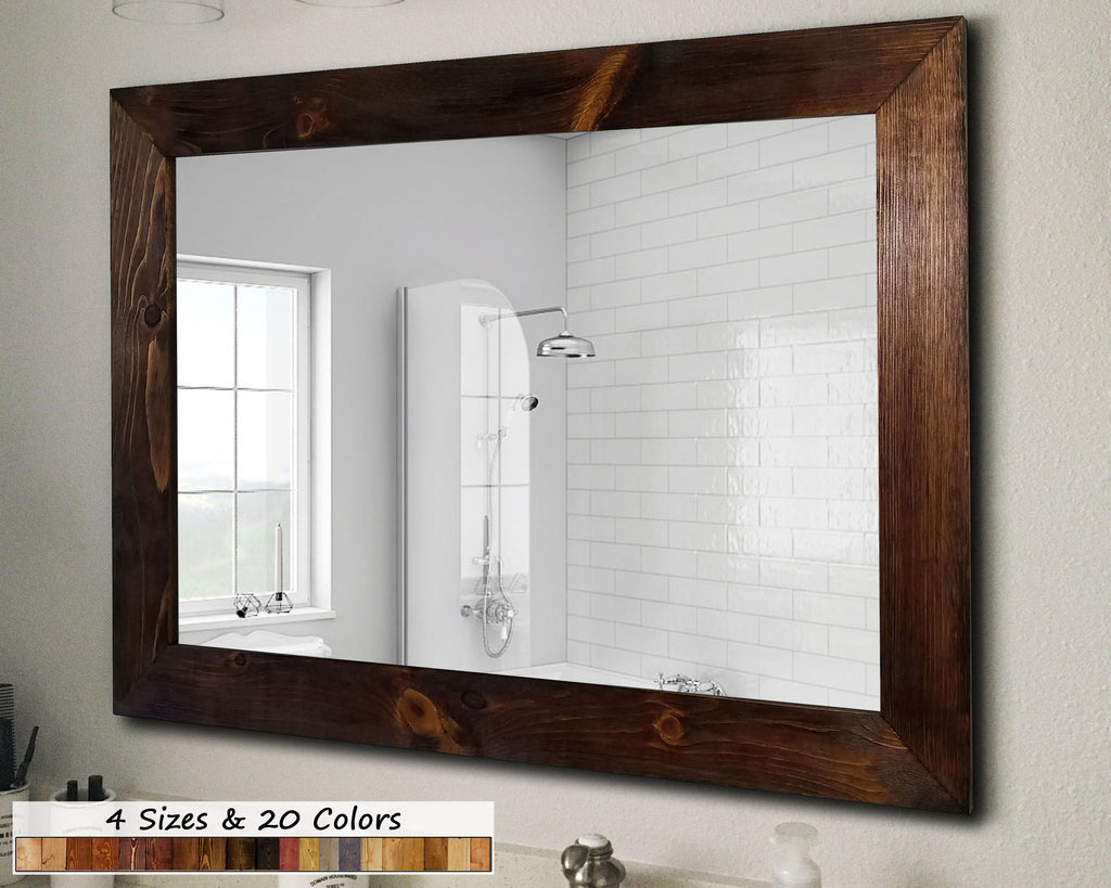 Shiplap Rustic Wood Framed Mirror, 20 Stain Colors - Shown In Provincial