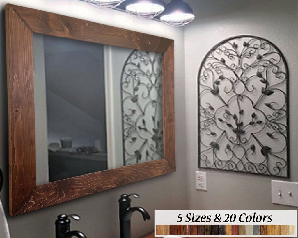 Best Red Framed Mirror Handmade in USA  Shiplap Red Oak