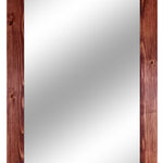 Shiplap Rustic Wood Framed Mirror, 20 Stain Colors - Shown In Sedona Red