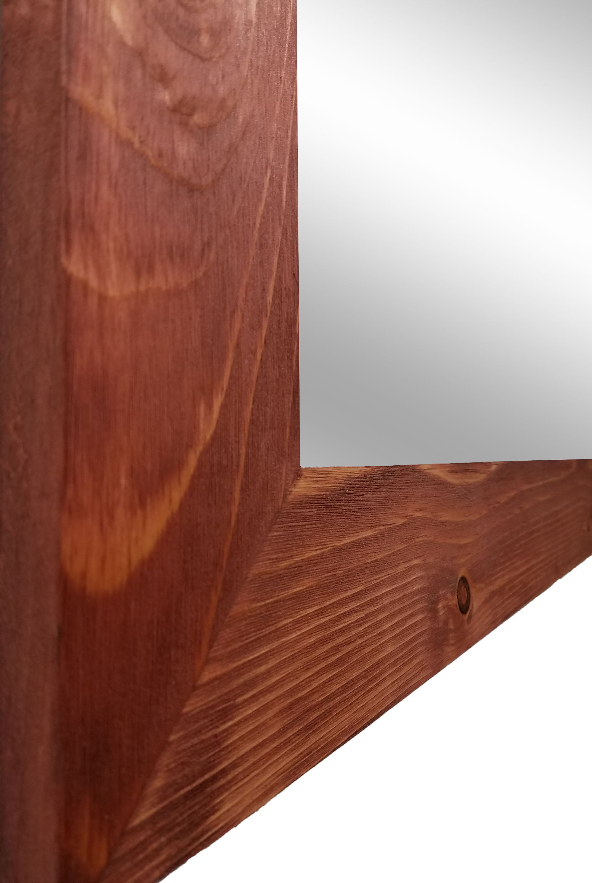 Shiplap Rustic Wood Framed Mirror, 20 Stain Colors - Shown In Sedona Red