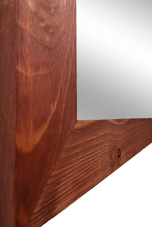 Shiplap Rustic Wood Framed Mirror, 20 Stain Colors - Shown In Sedona Red