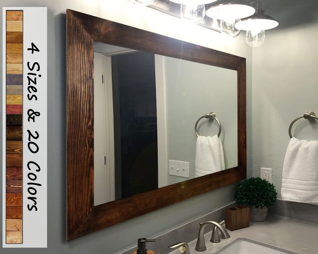 Shiplap Rustic Wood Framed Mirror, 20 Stain Colors - Shown In Special Walnut