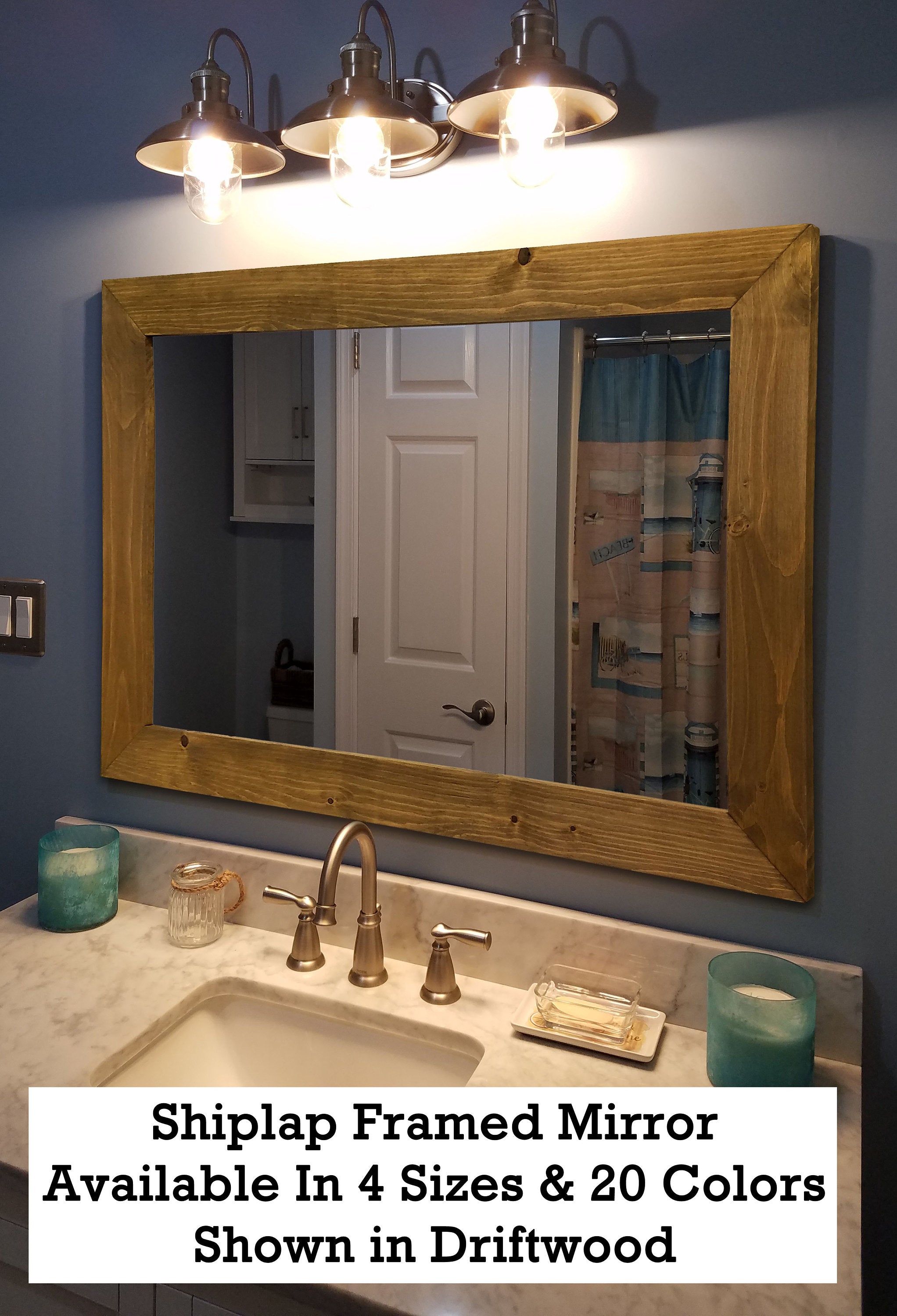 Shiplap Framed Mirror - 20 Stain Colors